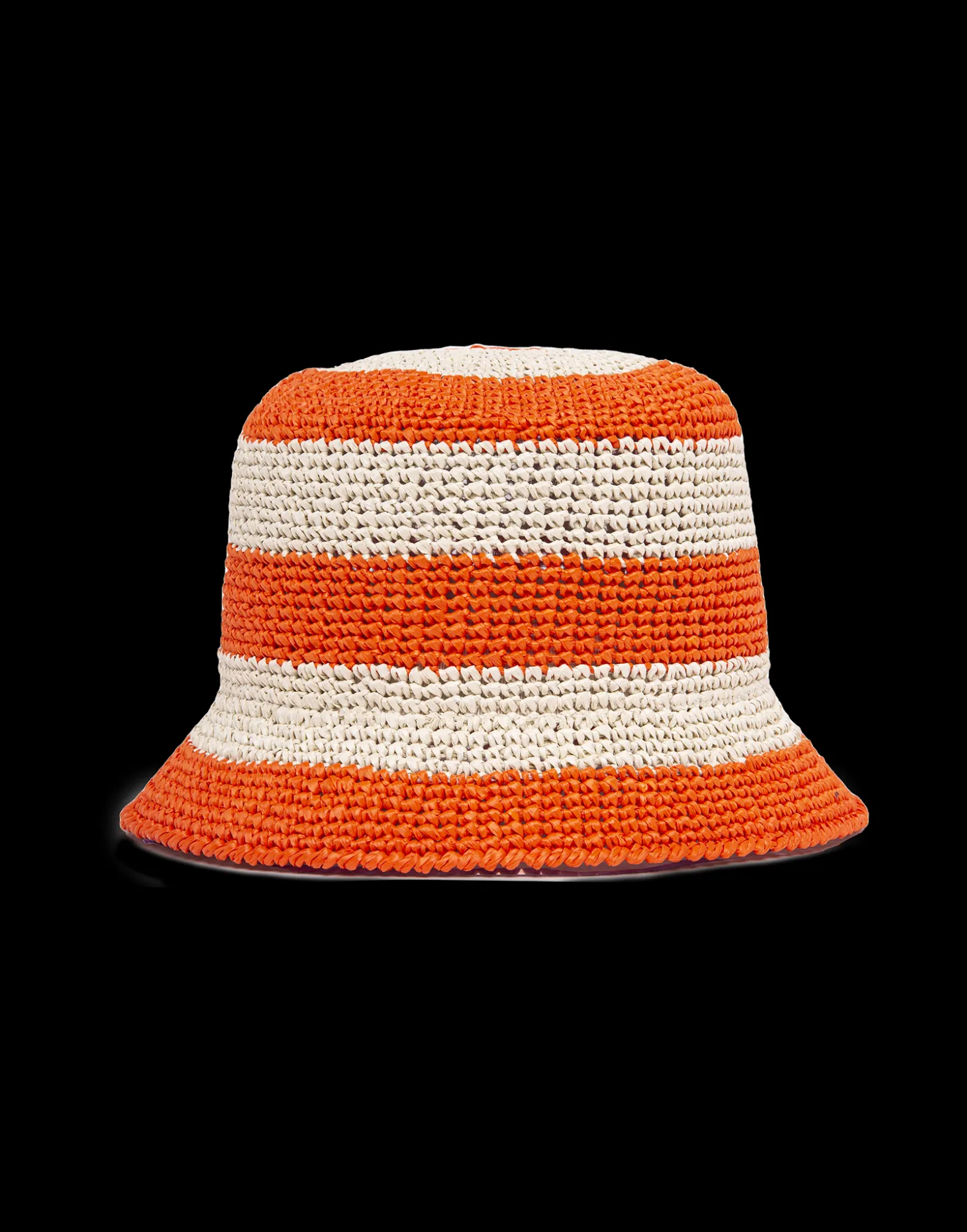 Bucket Hat RaffiaBicolore Arancio in Raffia Crochet