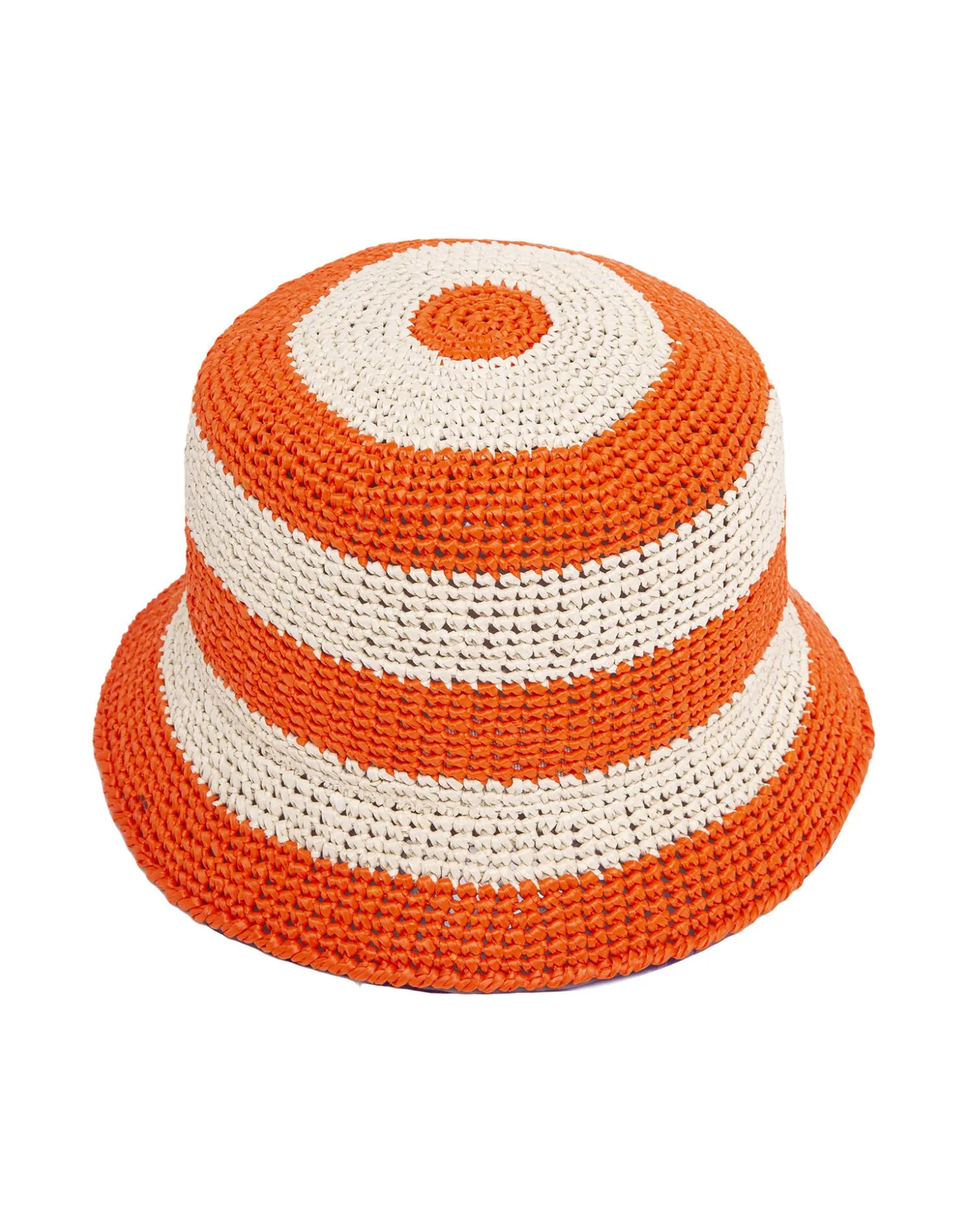 Bucket Hat RaffiaBicolore Arancio in Raffia Crochet