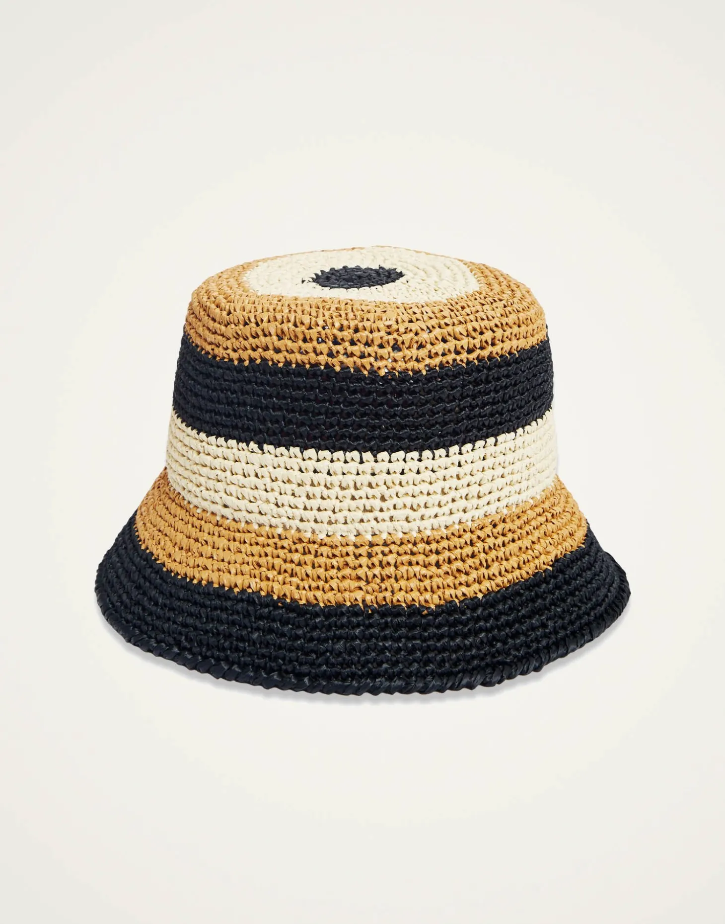 Bucket HatColor Block Light Beige in Raffia Crochet