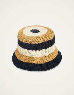 Bucket HatColor Block Light Beige in Raffia Crochet