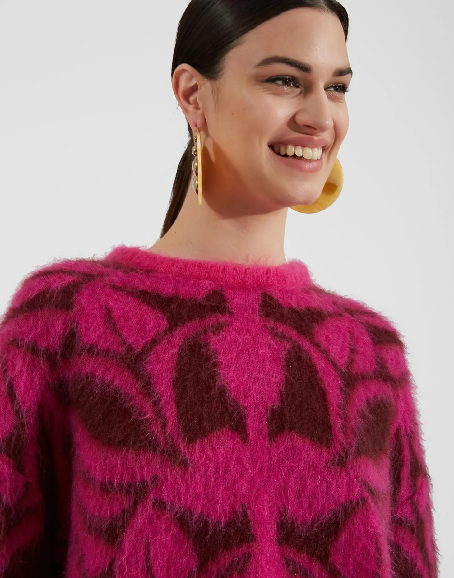 Camden JumperFuchsia & Bordeaux in Brushed Wool