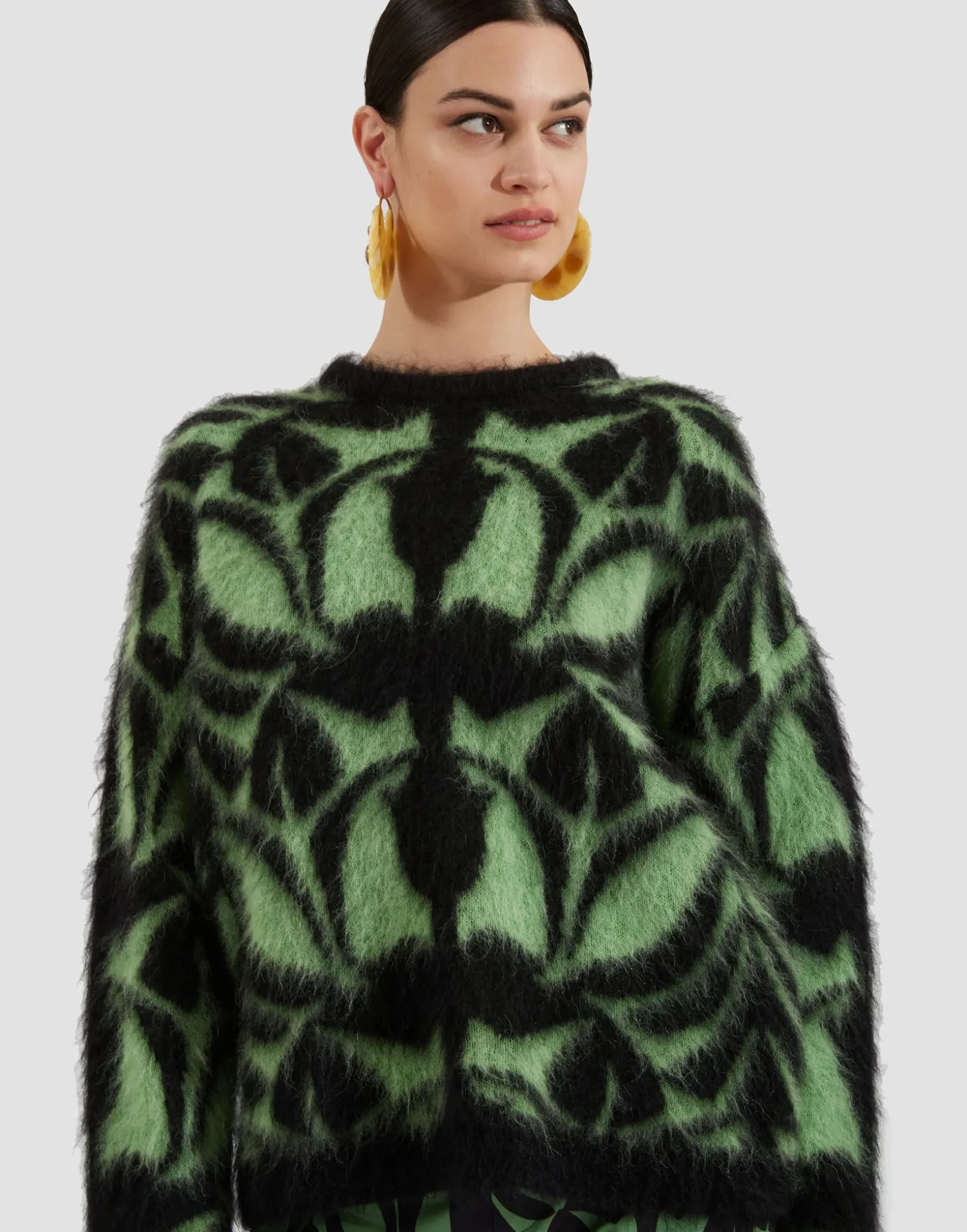 Camden JumperGreen & Black in Brushed Wool