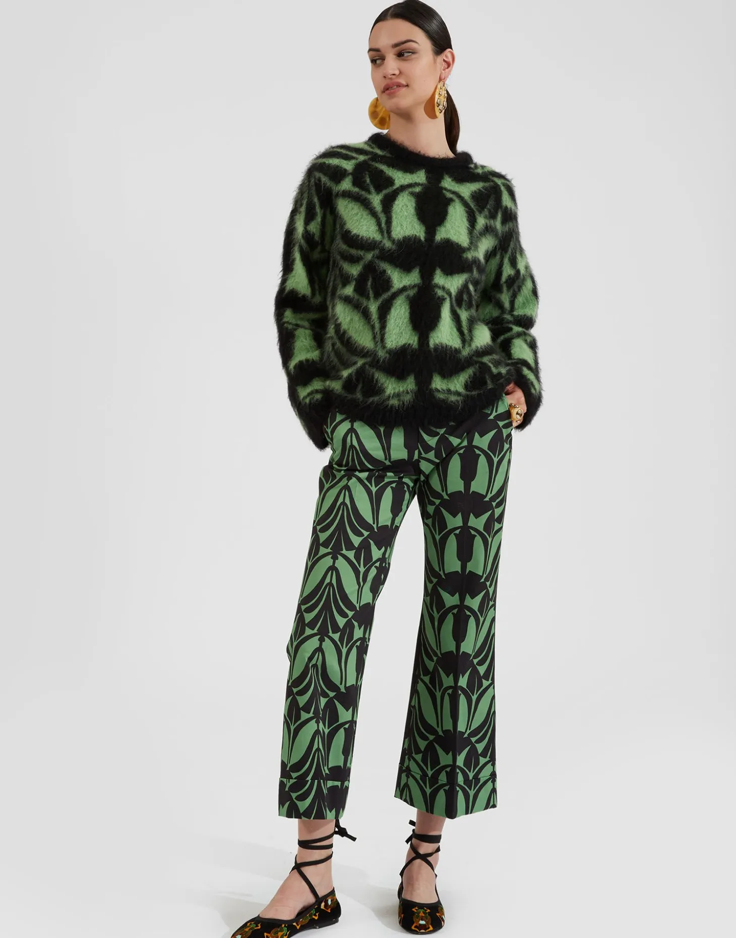 Camden JumperGreen & Black in Brushed Wool