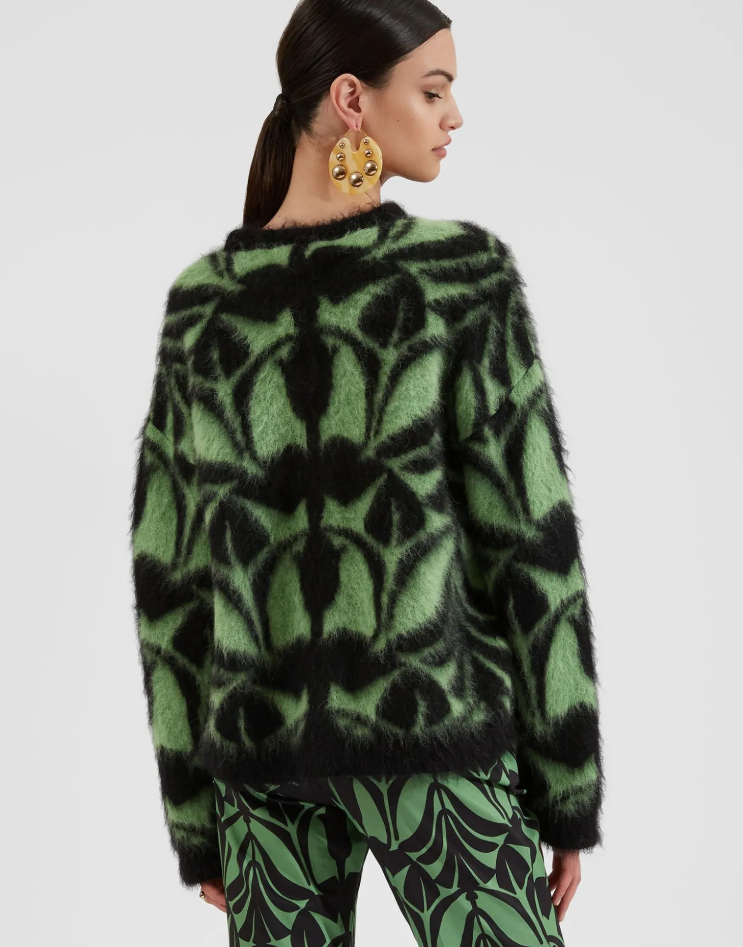 Camden JumperGreen & Black in Brushed Wool