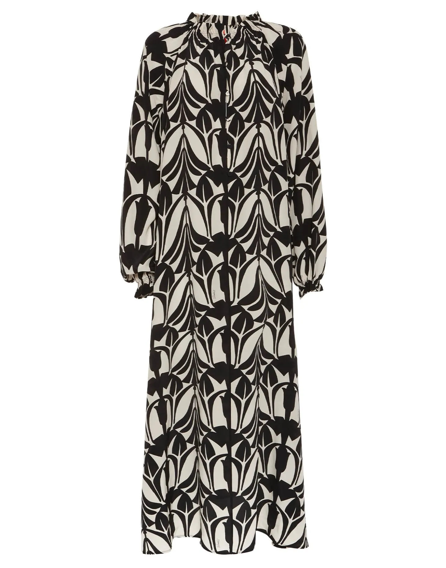 Cerere Shirt DressPapyrus Black & White in Crepe De Chine Silk