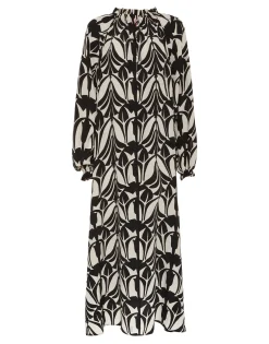 Cerere Shirt DressPapyrus Black & White in Crepe De Chine Silk