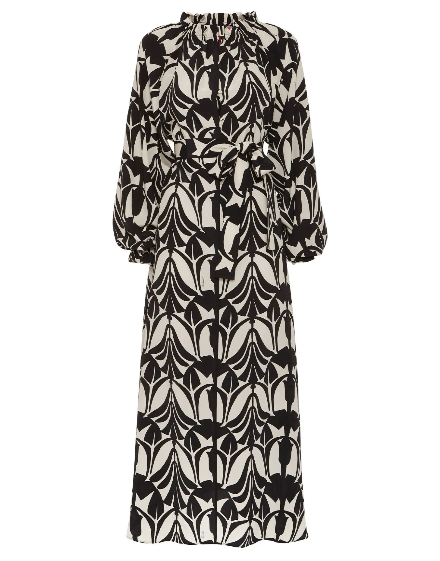 Cerere Shirt DressPapyrus Black & White in Crepe De Chine Silk