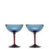 Champagne Coupe Set of 2Blu Fum&eacute; in Glass