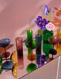 Champagne Coupe Set of 2Blu Fum&eacute; in Glass