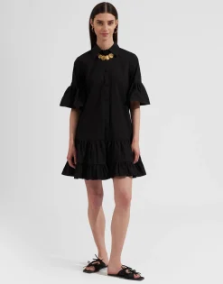 Choux DressSolid Black in Cotton Poplin