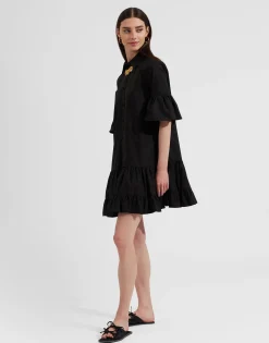 Choux DressSolid Black in Cotton Poplin