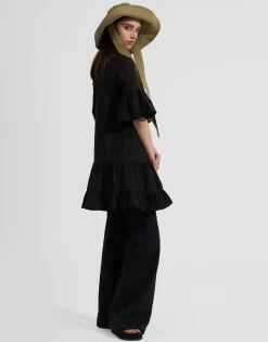 Choux DressSolid Black in Cotton Poplin