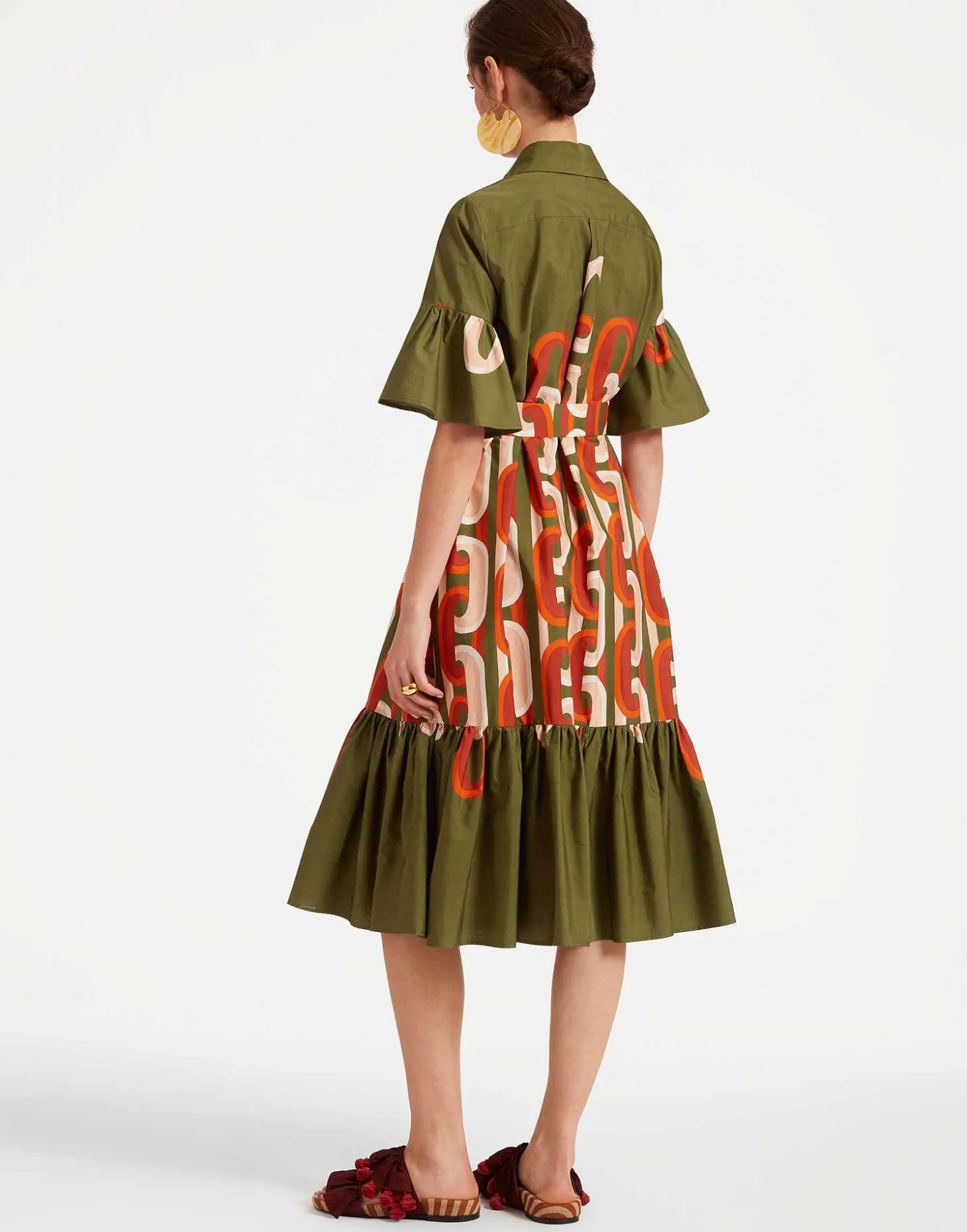 Choux Midi DressPrometheus Placée Camouflage in Summer Poplin