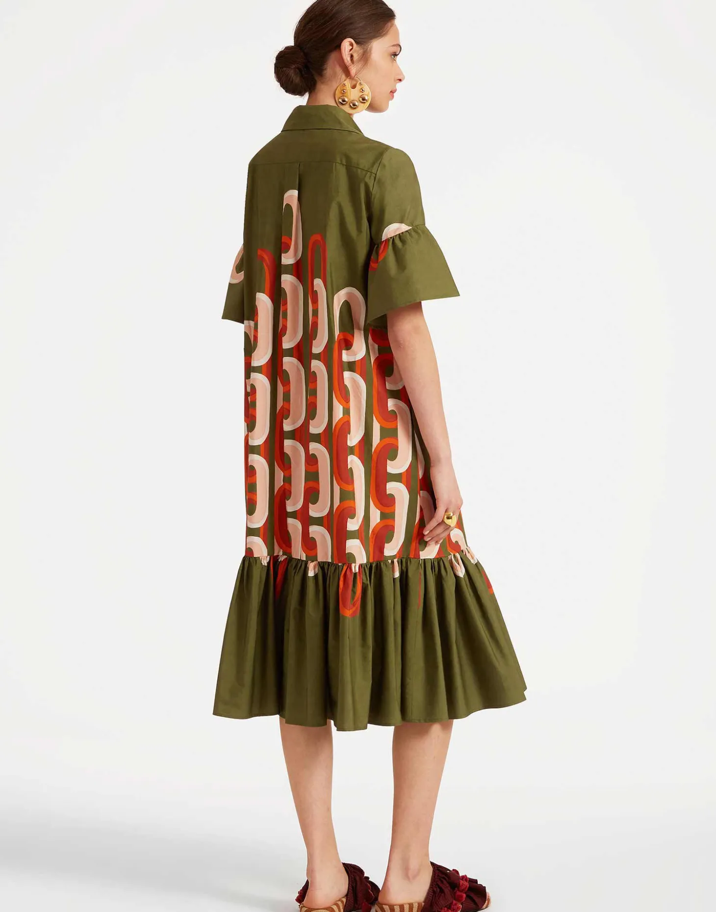 Choux Midi DressPrometheus Placée Camouflage in Summer Poplin