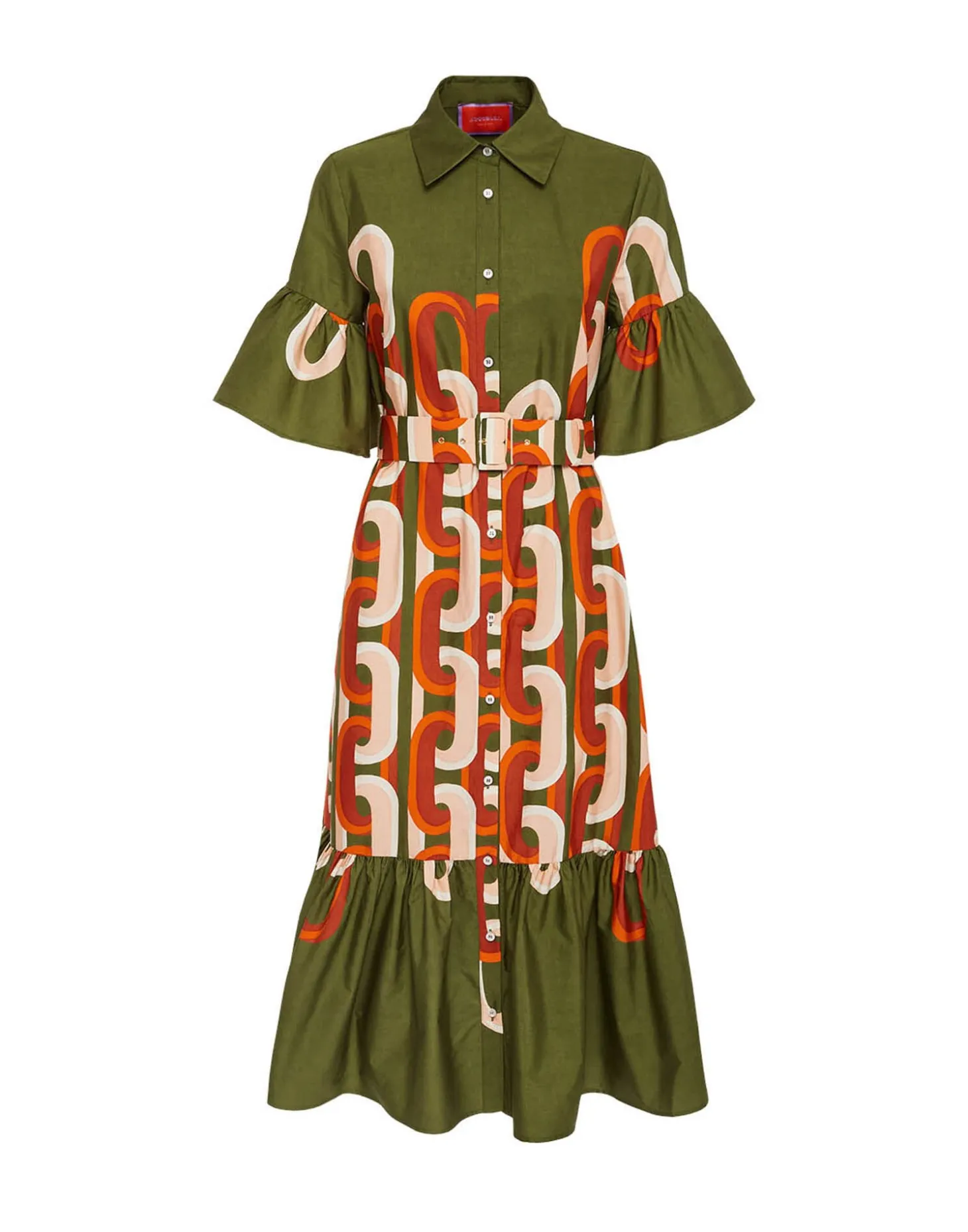 Choux Midi DressPrometheus Placée Camouflage in Summer Poplin