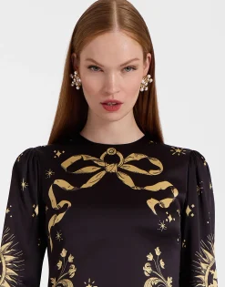 Clingy Swing DressBoboli Plac&eacute;e Black in Stretch Satin