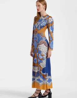 Clingy Swing DressPortal Placée Light Blue in Stretch Satin