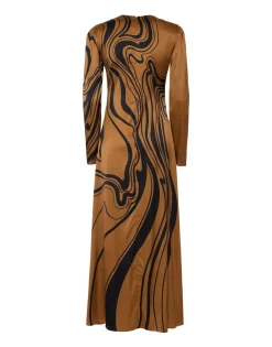 Clingy SwingBig Blooms Plac&eacute;e Brown in Stretch Satin