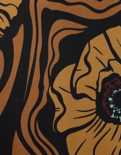 Clingy SwingBig Blooms Plac&eacute;e Brown in Stretch Satin