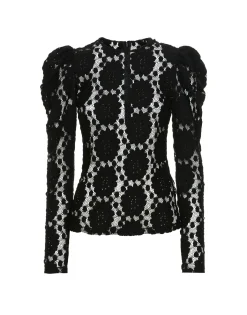 Clingy TopSolid Black in Stretch Lace