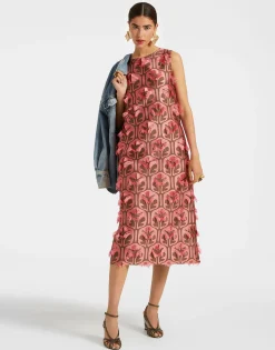 Column DressGrove Kaki/Pink in Jacquard