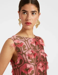 Column DressGrove Kaki/Pink in Jacquard