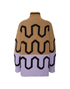 Comber TurtleneckCamel & Lilac in Wool