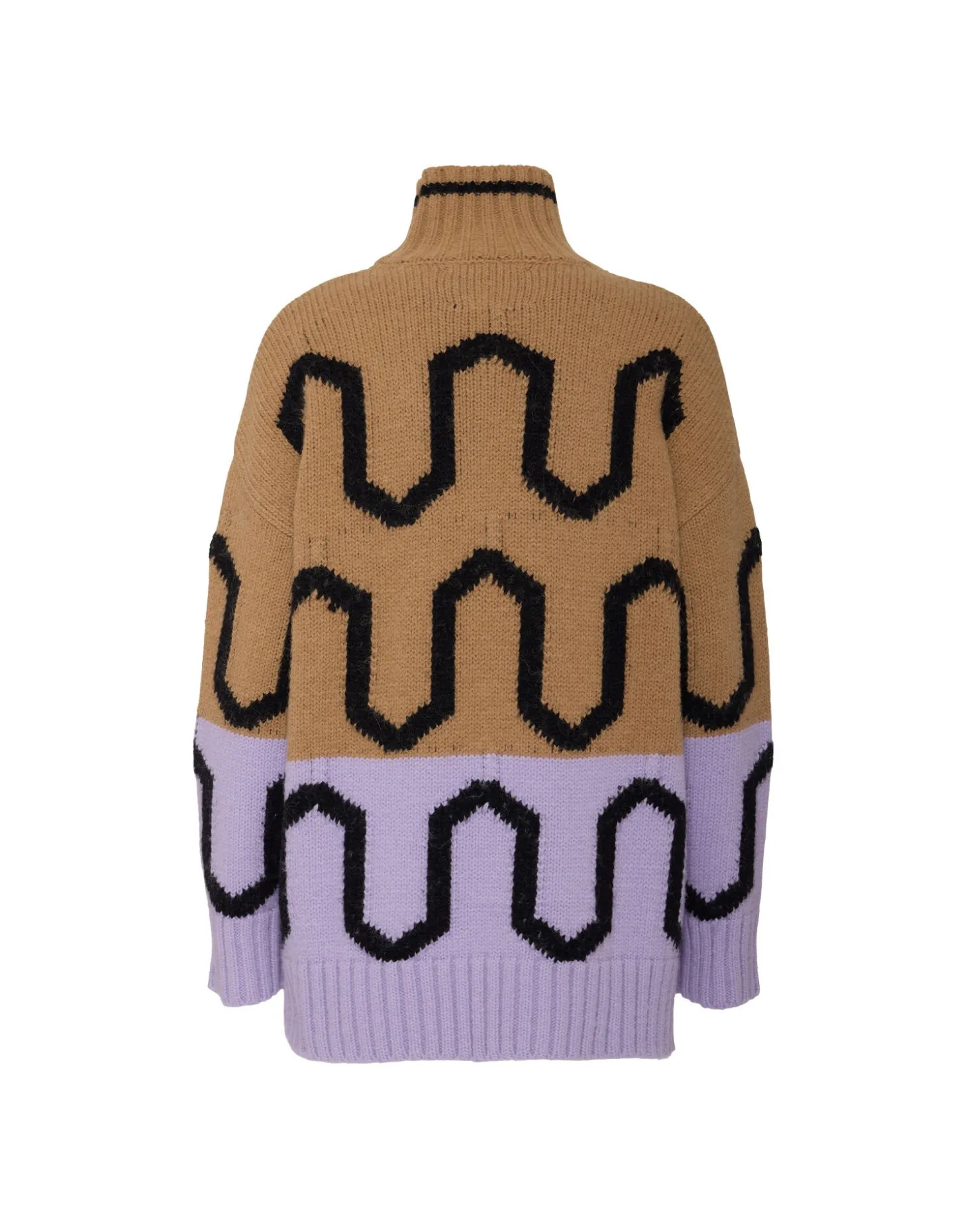 Comber TurtleneckCamel & Lilac in Wool