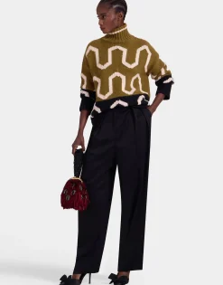 Comber TurtleneckGreen & Black in Wool