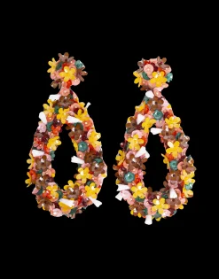 Confetti Hoop EarringsSolid Pink in Macro Flower