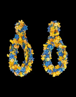 Confetti Hoop EarringsSolid Yellow in Macro Flower