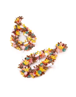 Confetti Hoop EarringsSolid Pink in Macro Flower