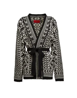 Cozy CardiganBlack / White in Merino Wool