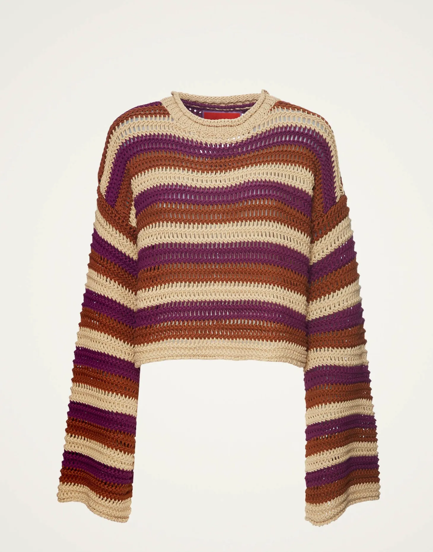 Crop SweaterMulticolor Ivory in Cable Chain