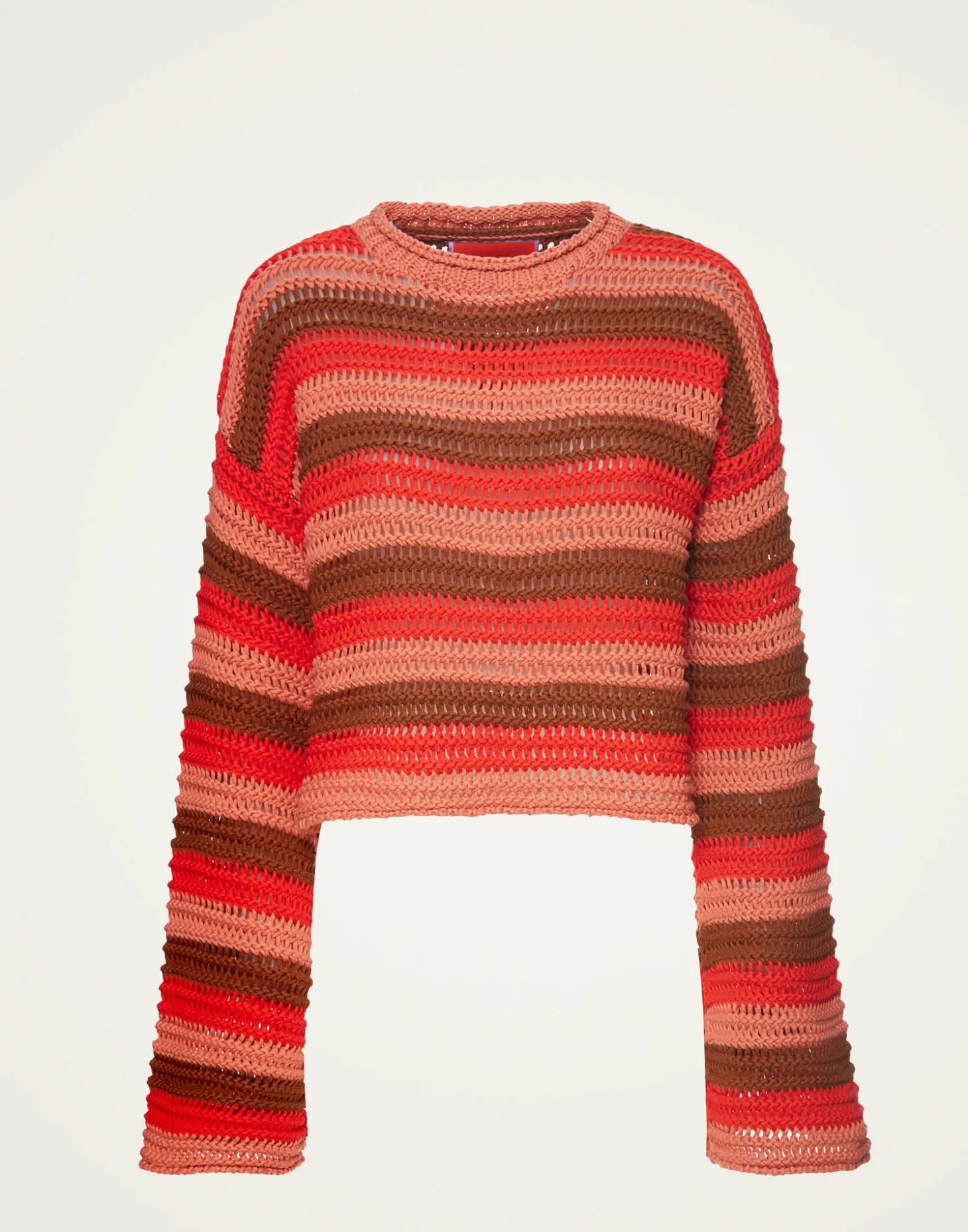 Crop SweaterMulticolor Red in Cable Chain