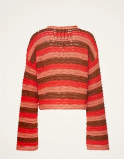 Crop SweaterMulticolor Red in Cable Chain