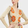 Daisychain Mini CardiganOrange & Gold in Jacquard Lurex