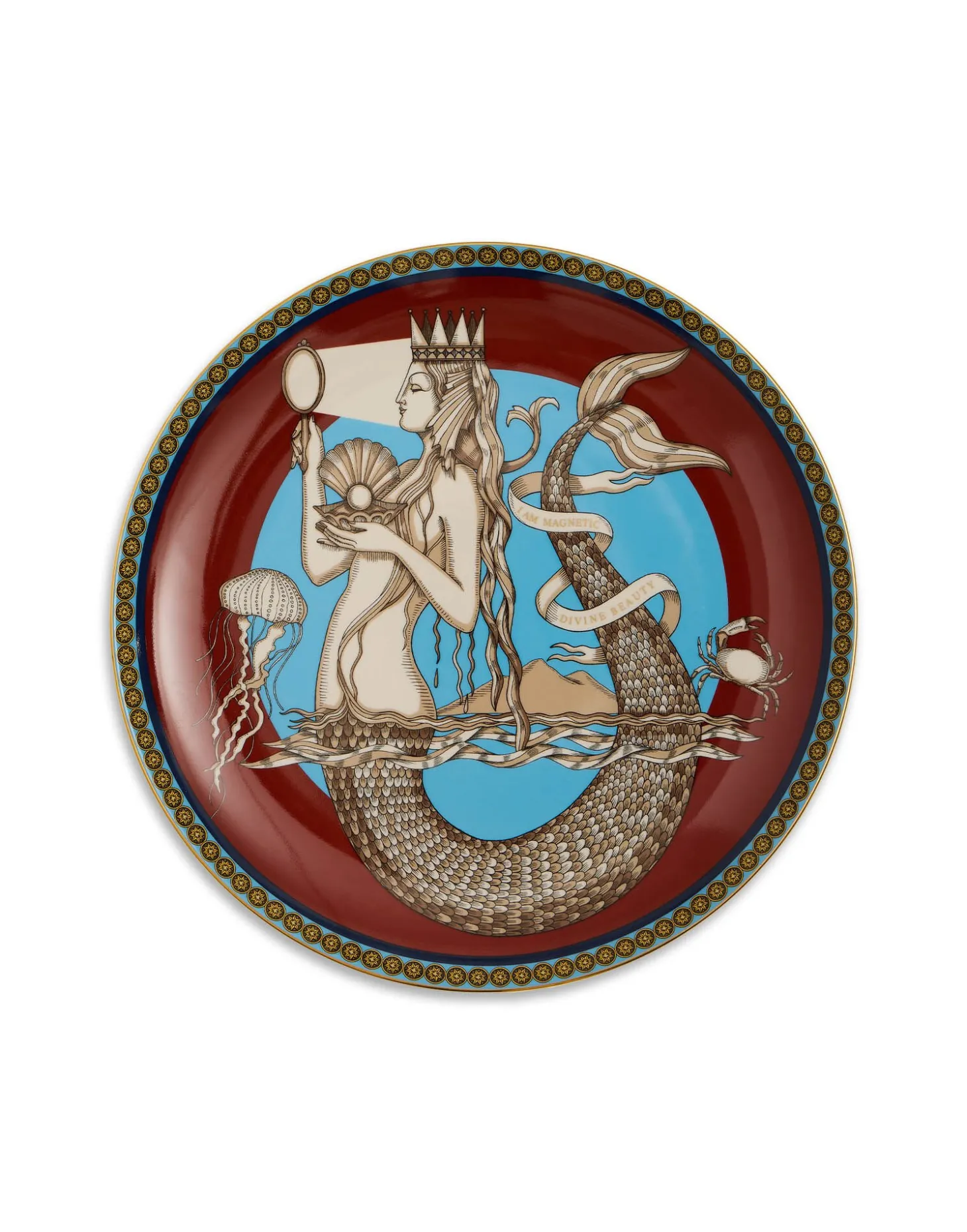 Decorative PlateThe Mermaid Bordeaux in Porcelain