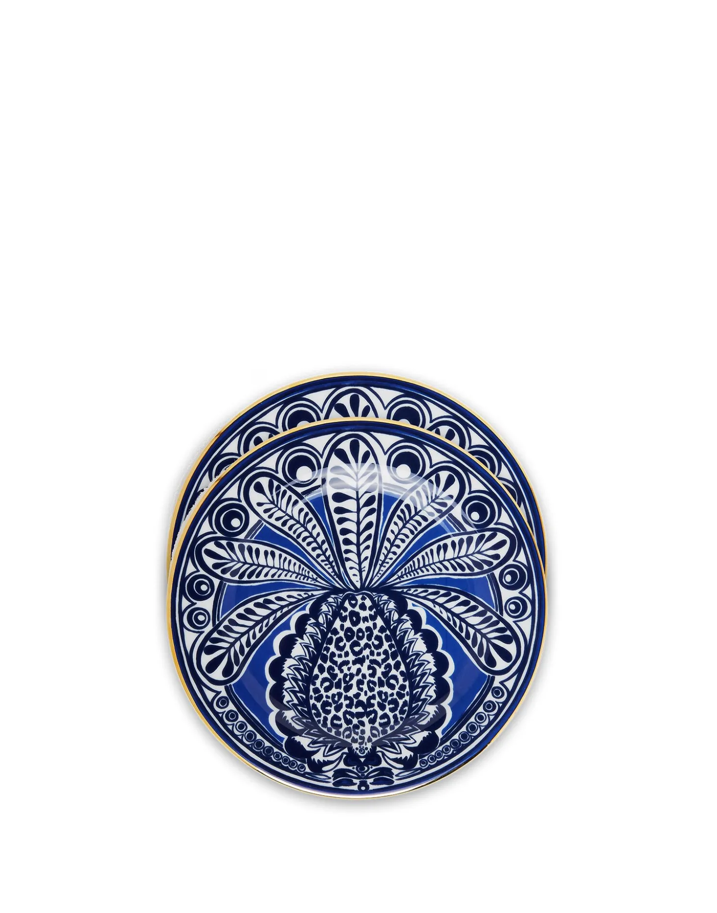 Dessert Plate Set of 2Big Pineapple Blu in Porcelain