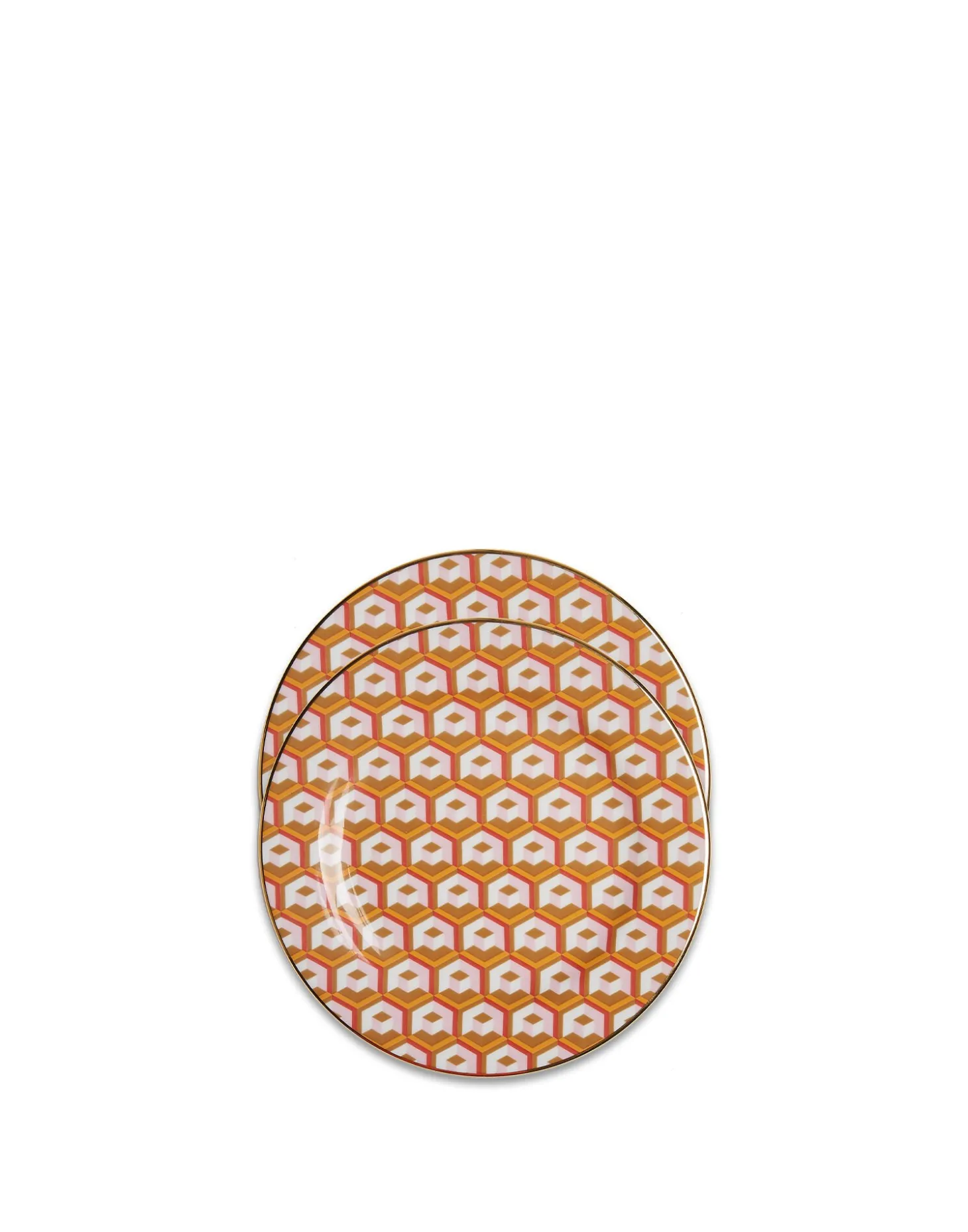 Dessert Plate Set of 2Cubi Oro in Porcelain