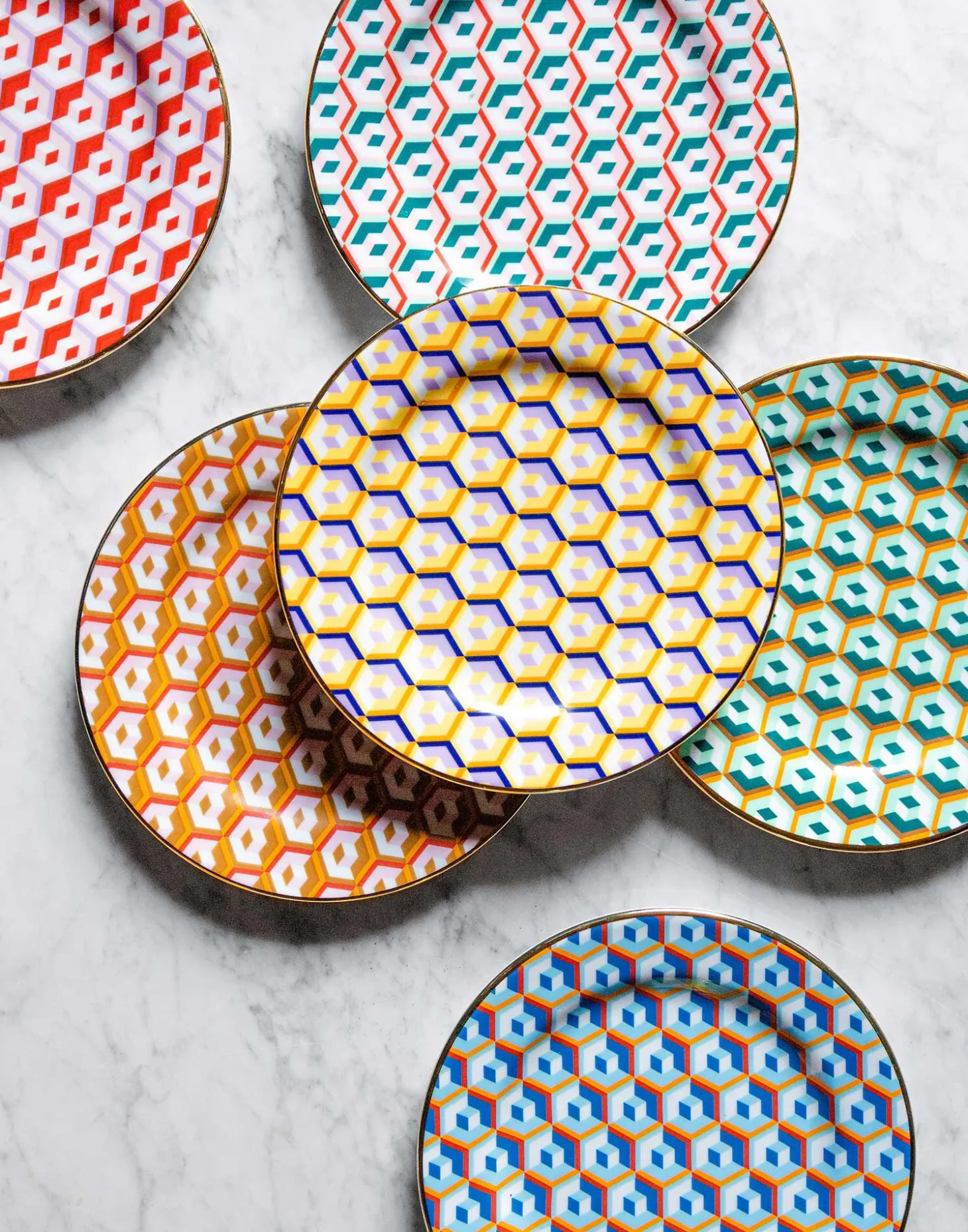 Dessert Plate Set of 2Cubi Oro in Porcelain