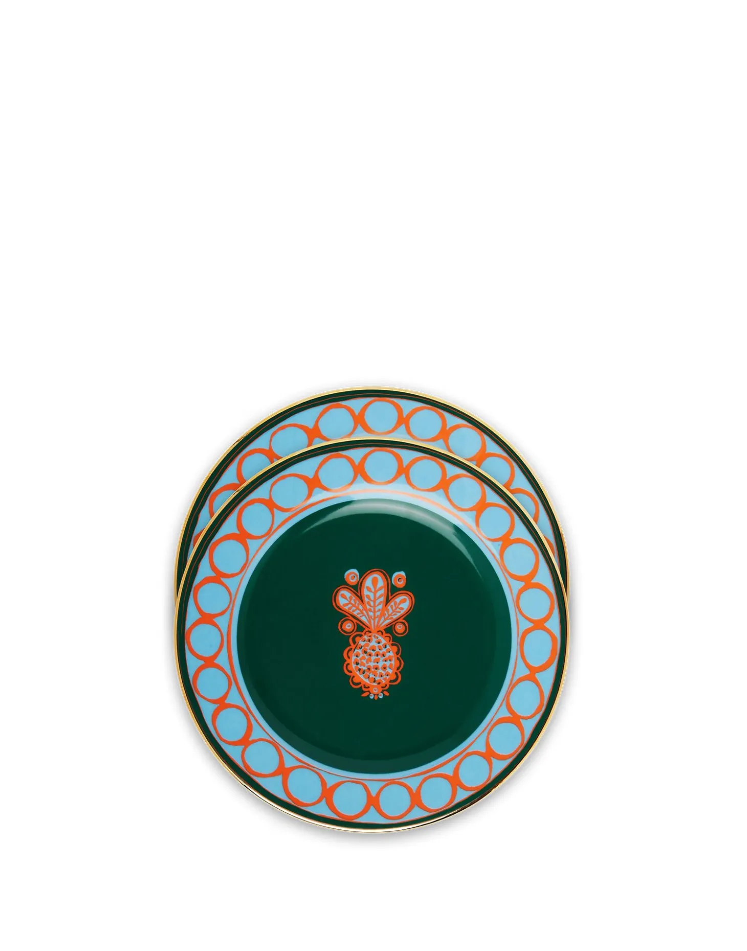 Dessert Plate Set of 2Pineapple Arancio in Porcelain