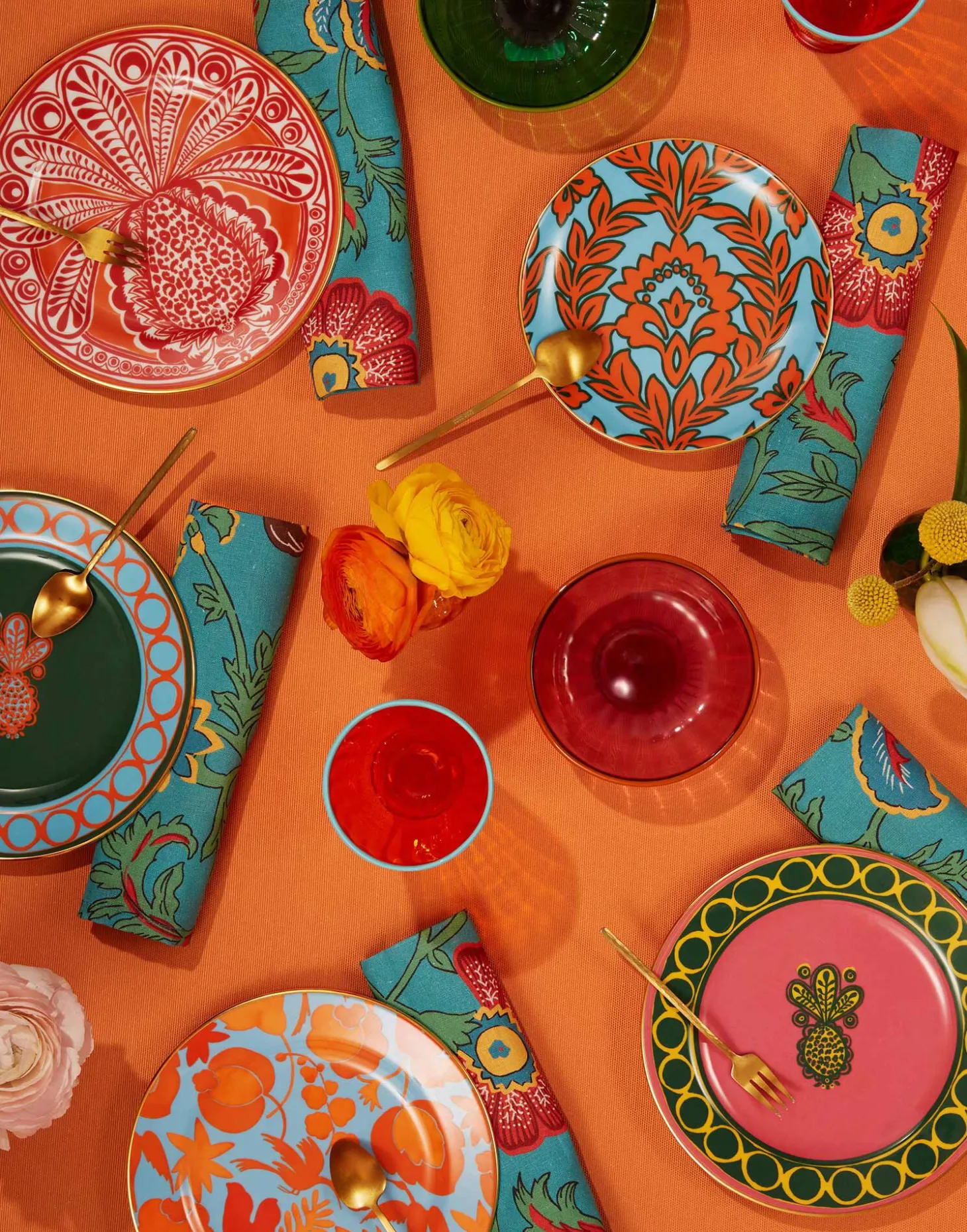 Dessert Plate Set of 2Pineapple Rosa in Porcelain