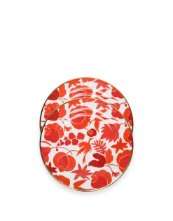 Dessert Plate Set of 2Wildbird Rosso/Bianco in Porcelain