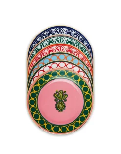 Dessert Plates Set Of 6Pineapple Mix in Porcelain