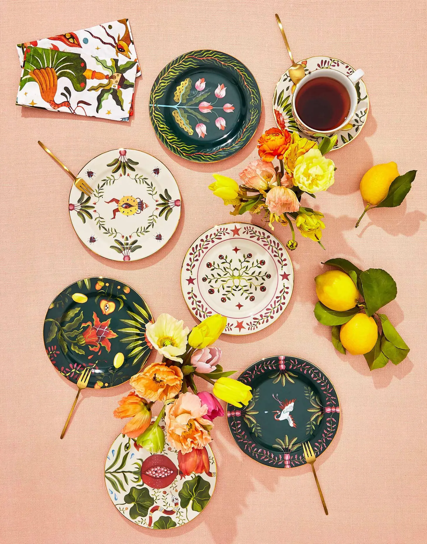 Dessert Plates Set of 2Pomegranate in Porcelain