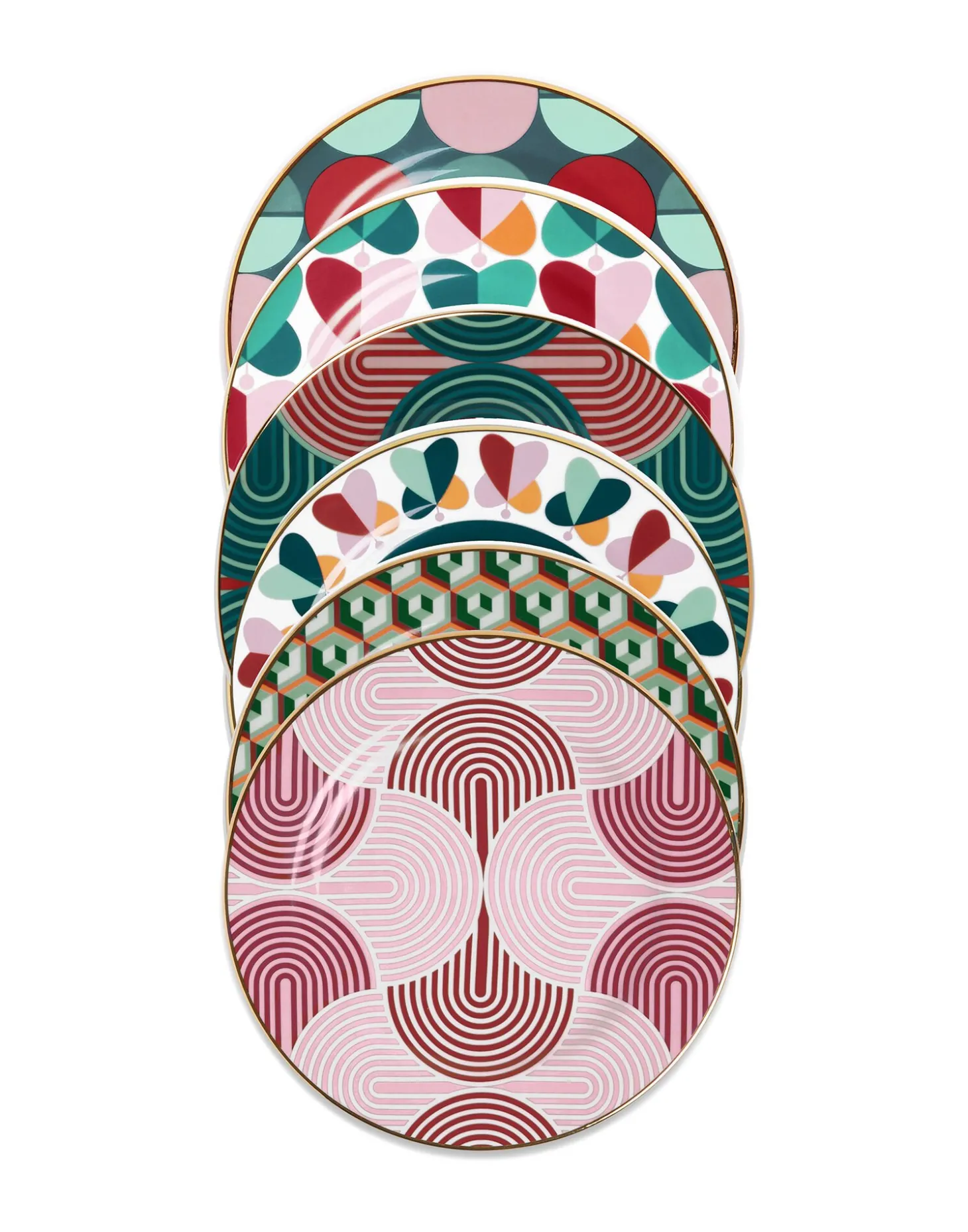 Dessert Plates Set Of 6Slinky Mix in Porcelain