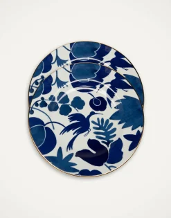 Dinner Plates Set Of 2Wildbird Blue in Porcelain