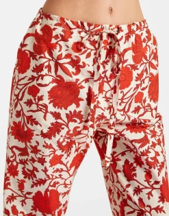 Drawstring PantsDragonflower Mini Red in Summer Poplin