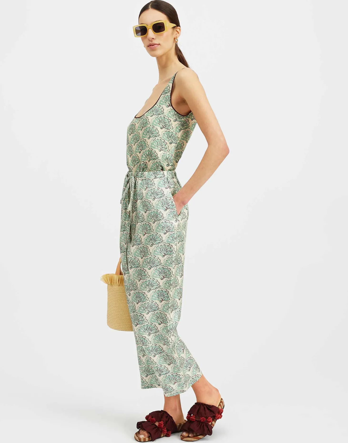 Drawstring PantsFans Mint in Silk Twill